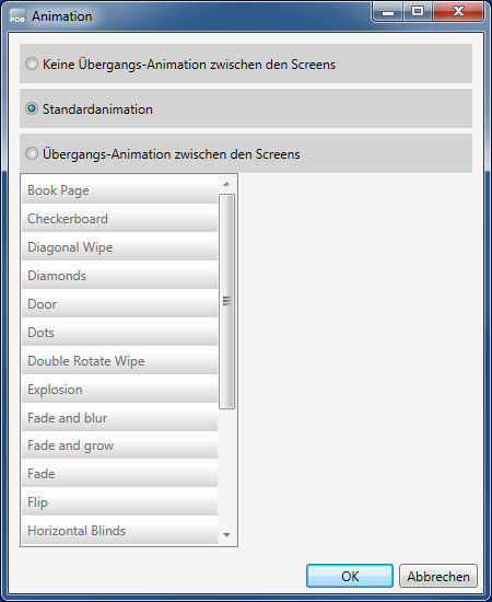 Animationseinstellungen in NewsRodeo