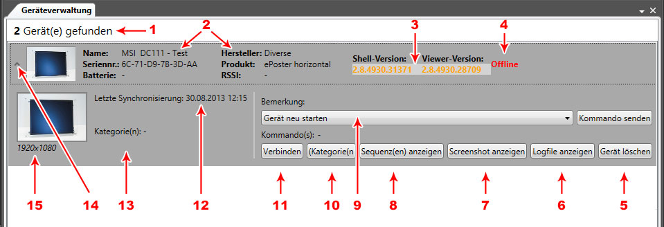 Geräteverwaltung in NewsRodeo