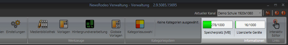 Speicherplatz und lizenzierte Geräte