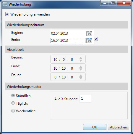 Wiederholungsfunktion in NewsRodeo